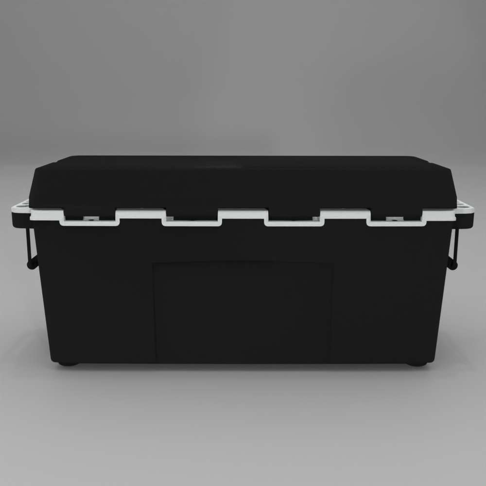 Back of Black 88 quart cooler 