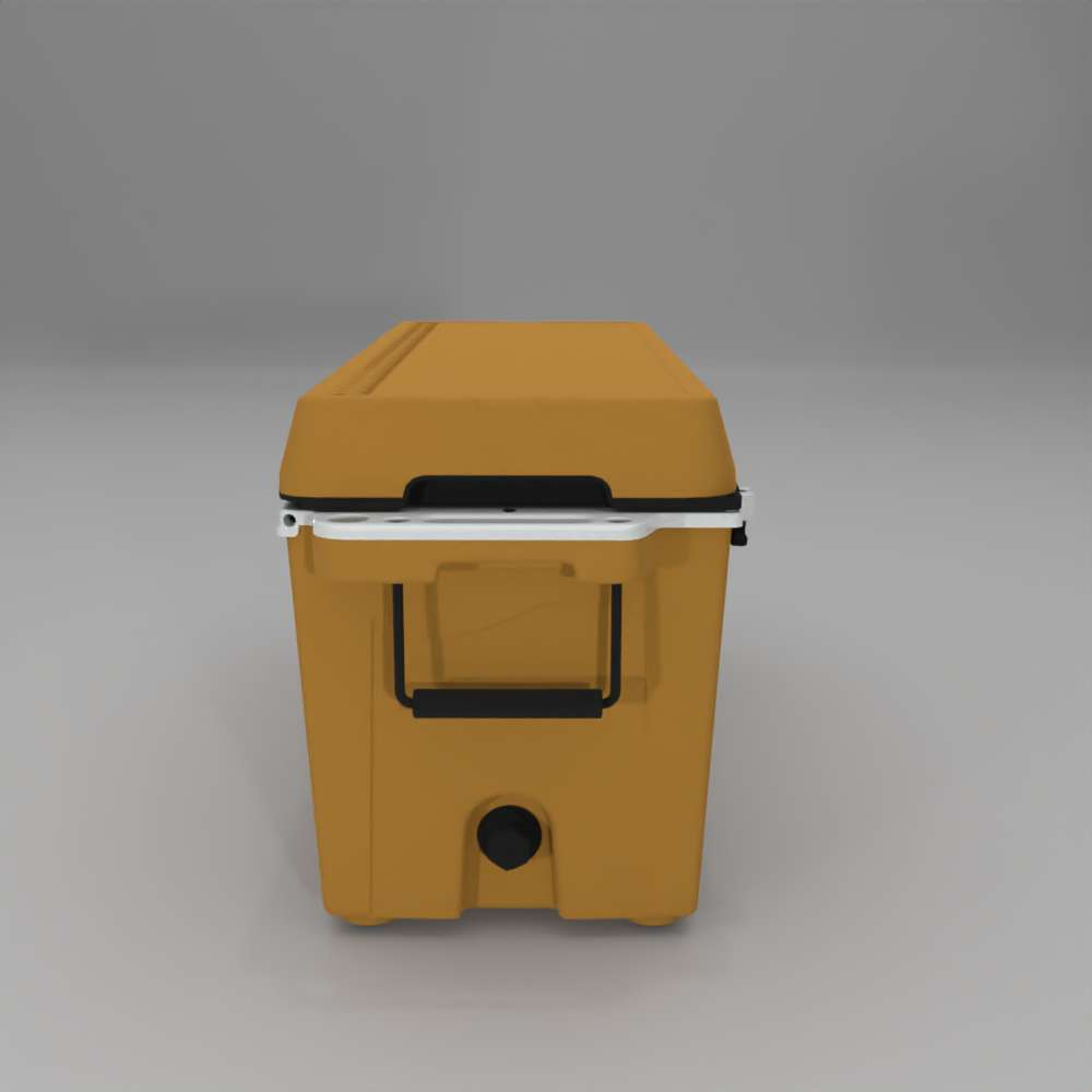 Yellow Right side 88 quart Cat cooler